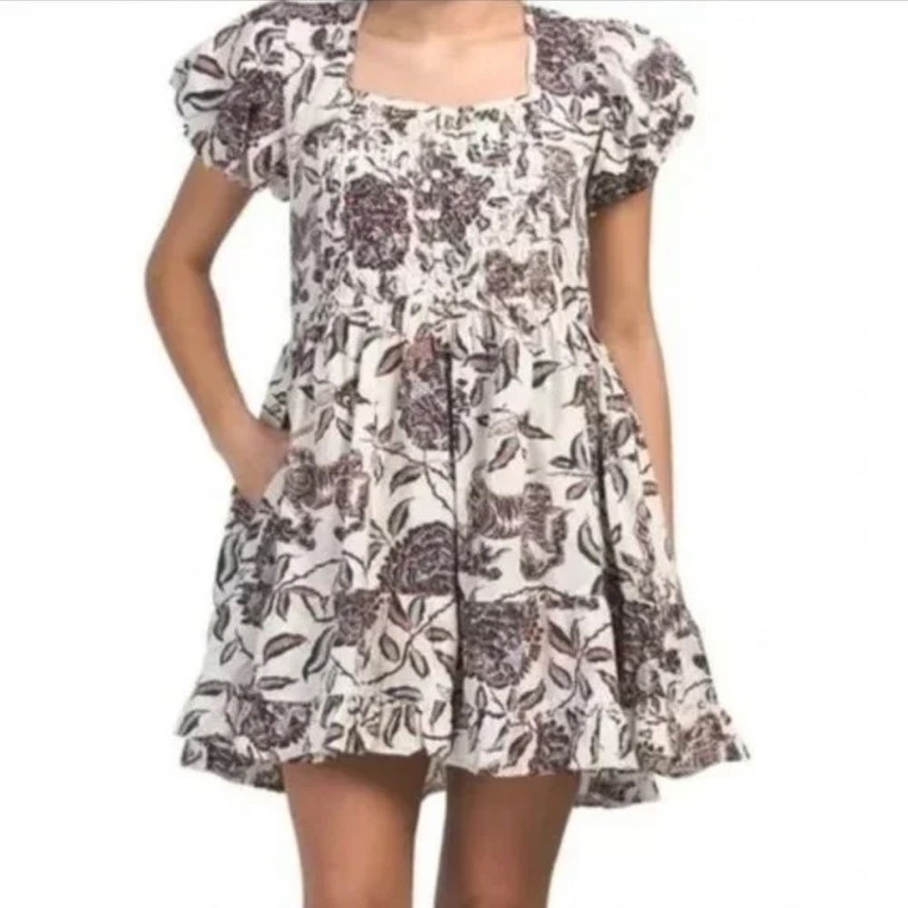 House of Harlow Puff Sleeve Dress Floral Ozzie Mini Dress Size Small